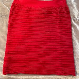 Red stretchy mini skirt. Made in USA